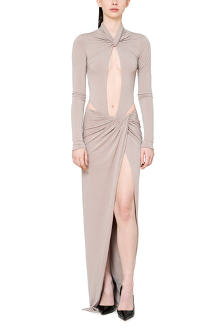 Keyhole Bodysuit with Ruched Neck Detail - LaQuan Smith