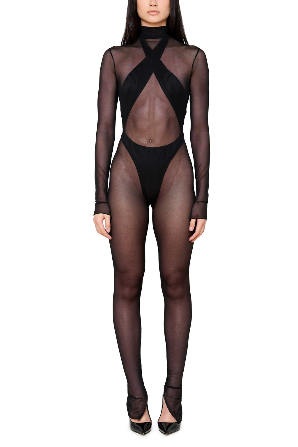 Lace Mesh Pantsuit Sheer Mesh Jumpsuit – LaQuan Smith