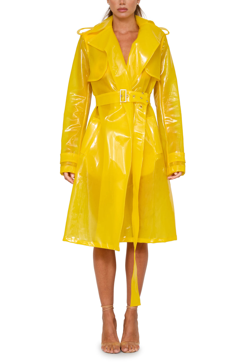 Raincoat Long Vinyl Jacket Men's PVC Black Vinyl Shiny Jacket