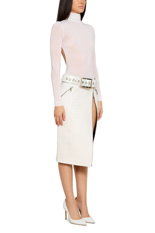 Mid Length Skirt with Zipper Detail - LaQuan Smith