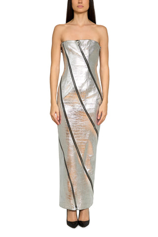 Strapless Gown with All Over Zipper Detail - LaQuan Smith