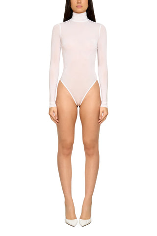 Mock Neck Viscose Bodysuit with Open Back - LaQuan Smith
