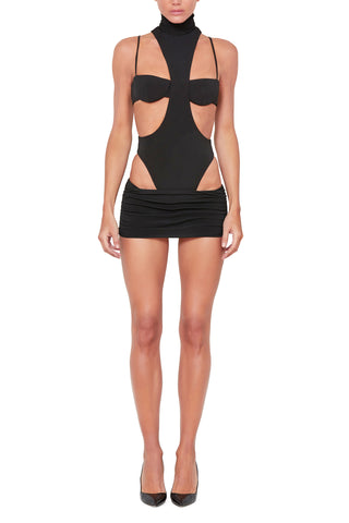 Mock Neck Bodysuit with Cut Out Bralette Detail - LaQuan Smith