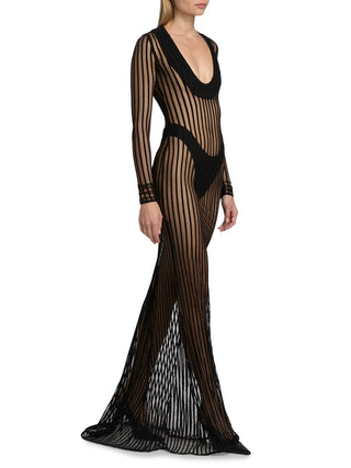 Long Sleeve Scoop Neck Gown