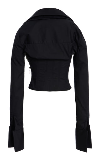 Long Sleeve Collared Corset Top