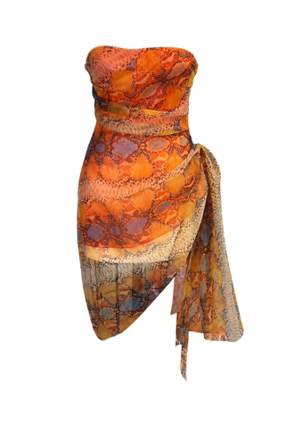 Asymmetrical Strapless Mini Dress with Neck Tie - LaQuan Smith