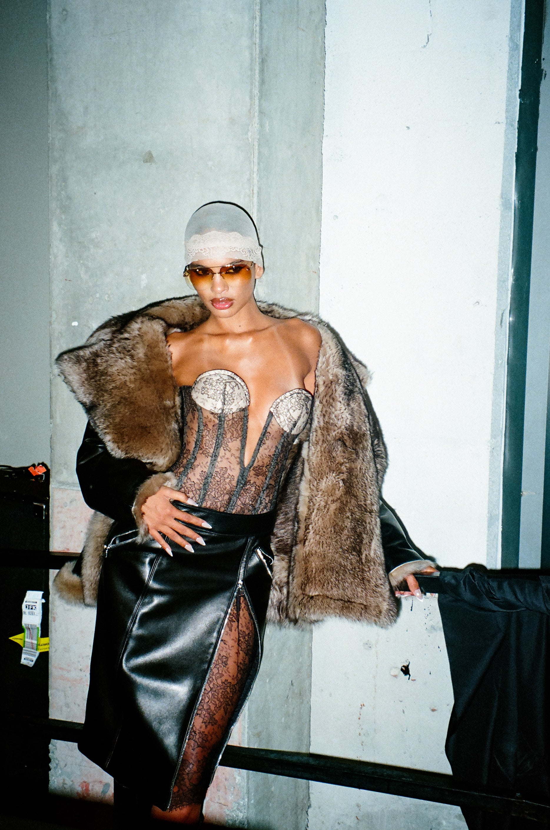 Off the Shoulder Sheer and Velvet Catsuit – LaQuan Smith