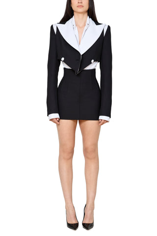 Double Breasted Cropped Blazer with Contrast Detail - LaQuan Smith