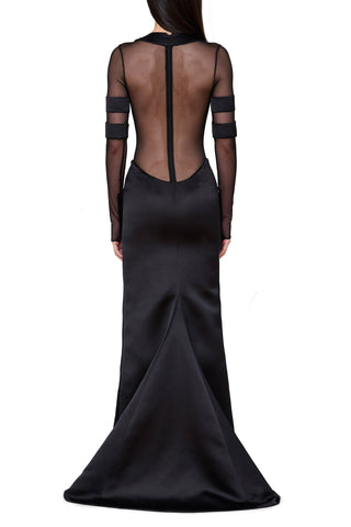 Scoop Neck Gown with Satin Trim - LaQuan Smith