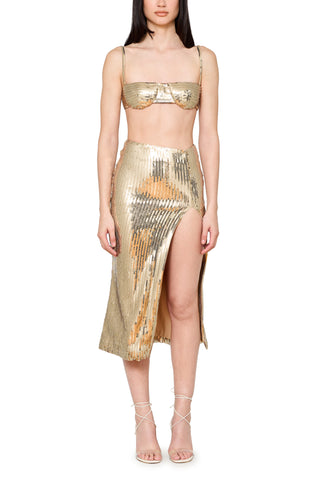 Mid Length Pencil Skirt with Side Slit - LaQuan Smith