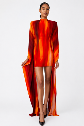 Mini Dress with Floor Length Dolman Sleeves