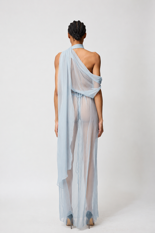 Draped Dress with Scarf