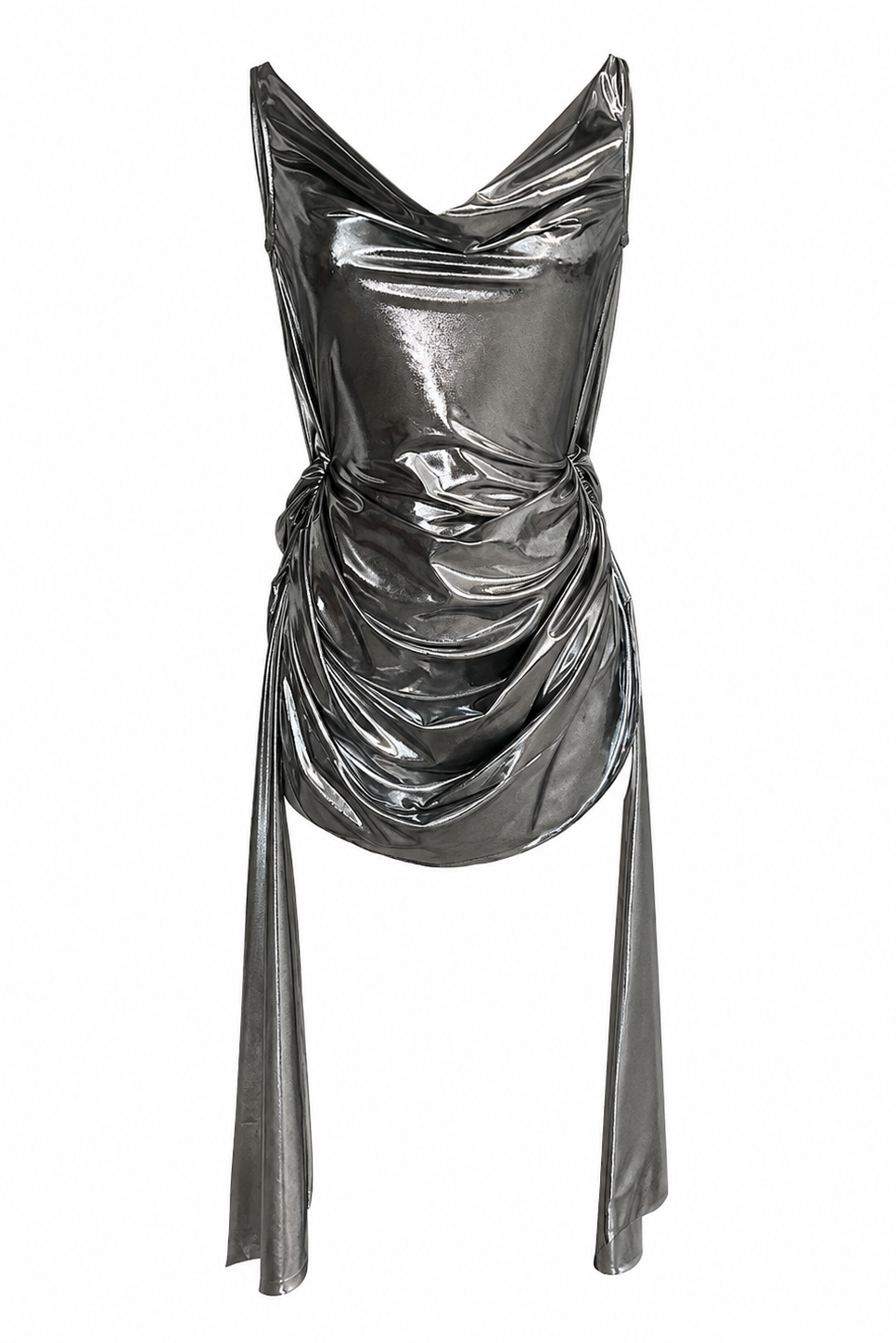Mini Dress with Draped Detail S / Silver