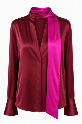 Long Sleeve Blouse with Keyhole Detail