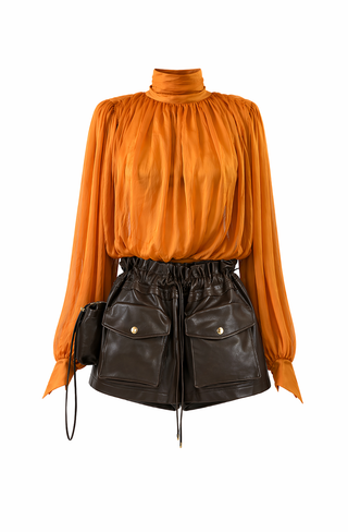 Long Sleeve Top with Scarf Detail - LaQuan Smith
