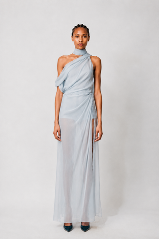 Draped Dress with Scarf