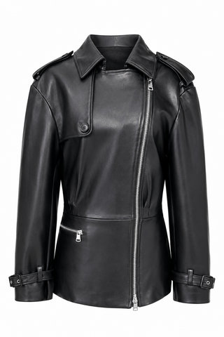 Funnel Neck Moto Dress