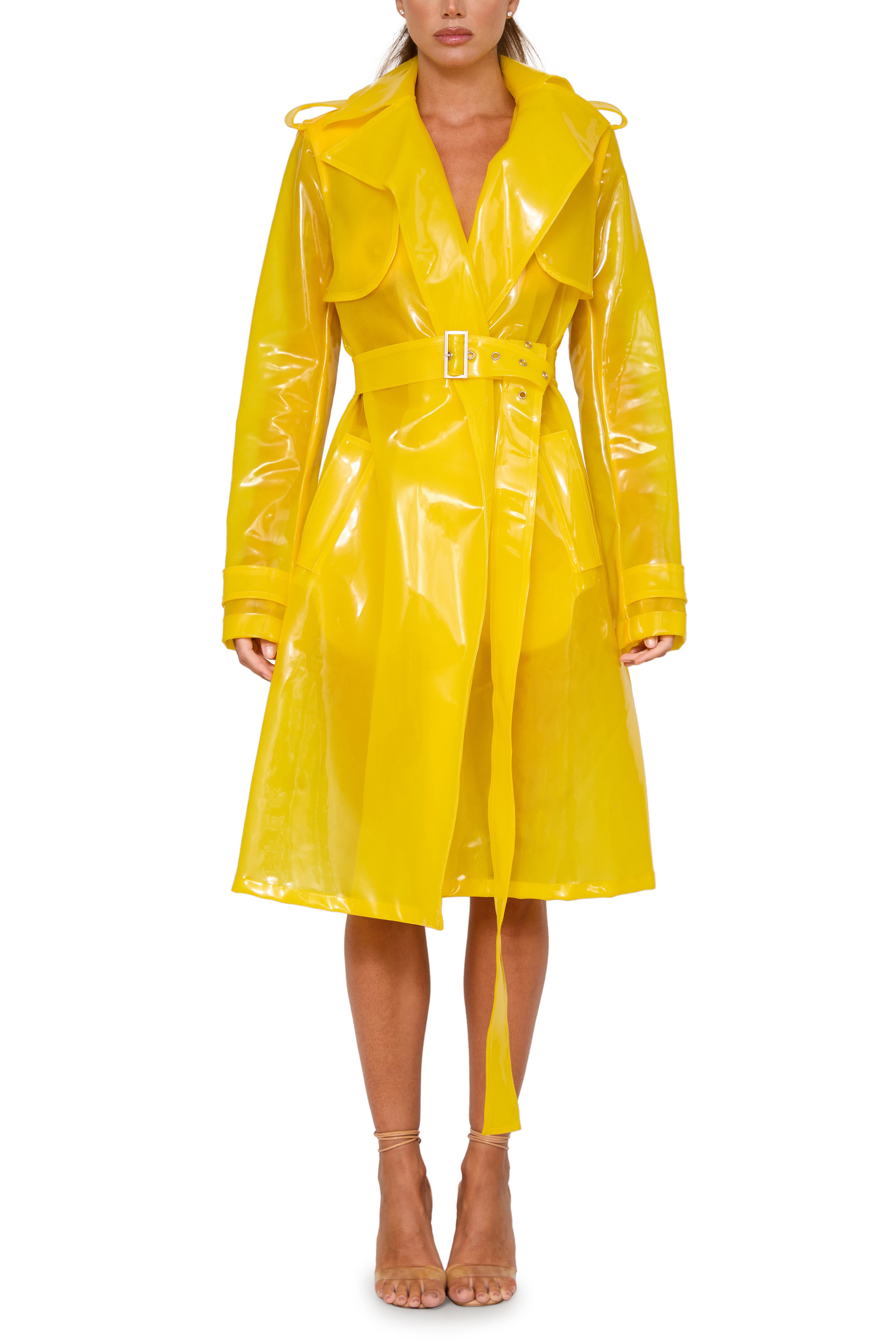 Yellow Pvc Raincoat PVC Trench Coat – LaQuan Smith