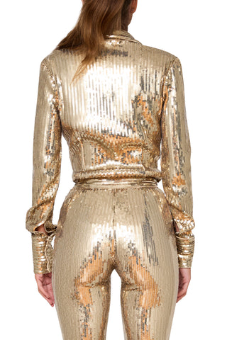 Sequined Plunge Shirt - LaQuan Smith
