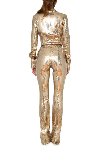 Sequined Wide-Straight Leg Trousers - LaQuan Smith