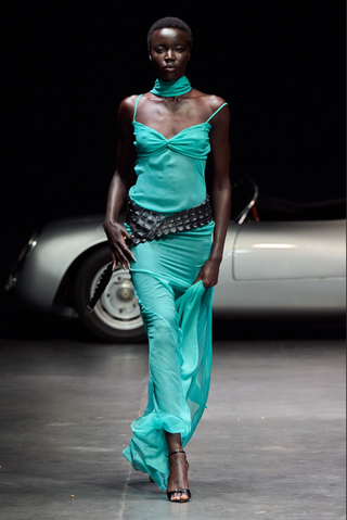 Gown with Neck Tie Detail - LaQuan Smith