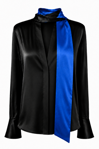 Long Sleeve Blouse with Keyhole Detail