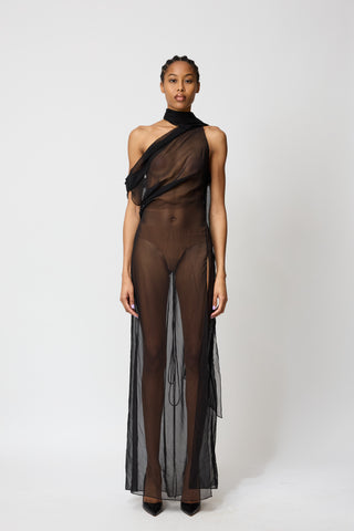 Draped Dress with Scarf
