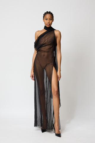 Draped Dress with Scarf