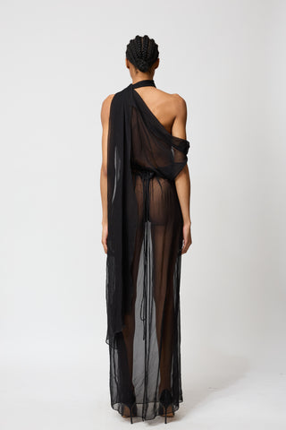 Draped Dress with Scarf