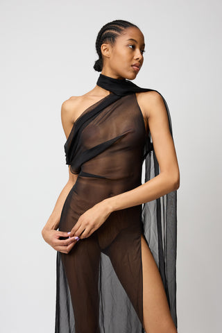 Draped Dress with Scarf
