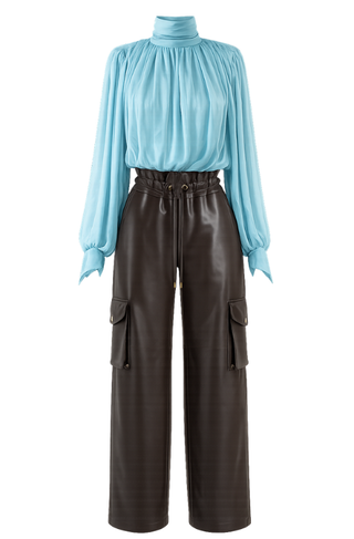 Long Sleeve Top with Scarf Detail - LaQuan Smith