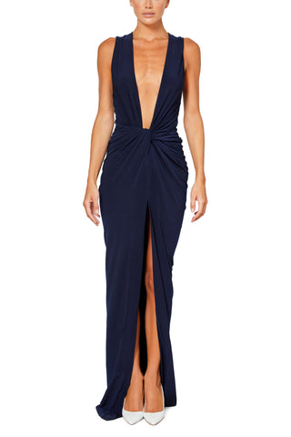 Ruched Deep V Gown - LaQuan Smith