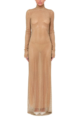 Gold Mockneck Column Gown - LaQuan Smith
