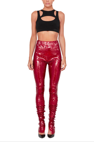 Stretch Sequin Legging With Ankle Zip Up - LaQuan Smith